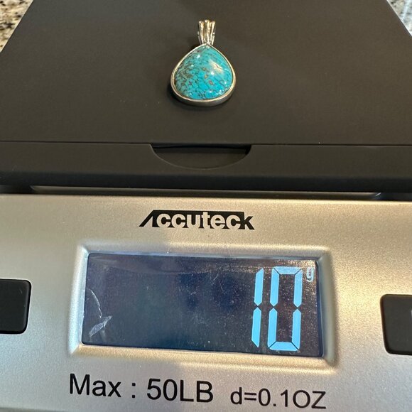 Whitney Kelly WK 925 Signed Sterling Silver Turquoise Pendant Teardrop Southwest - Picture 12 of 12